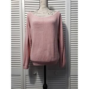 Stargaze Sweater Women's Size Medium Pink Boat Neck Soft Knit Ribbed Cuffs & Hem